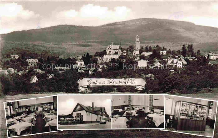 Kronberg  Cronberg Taunus Schloss Kirchturm Daecher Taunus Bahnhofs-Gaststaette