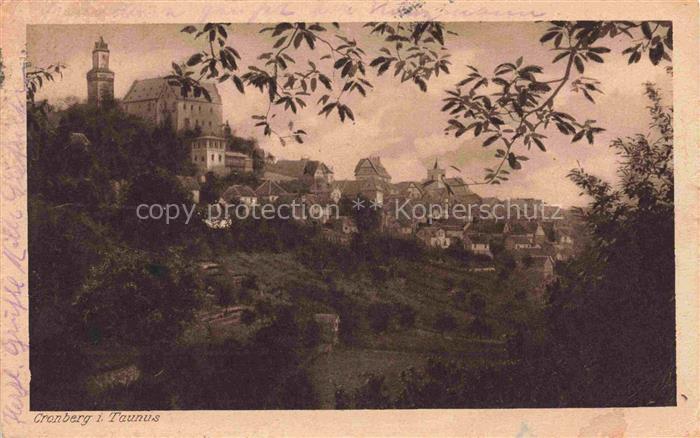 Kronberg  Cronberg Taunus Schloss Burgturm Altstadt Daecher Baeume Huegel Stadta