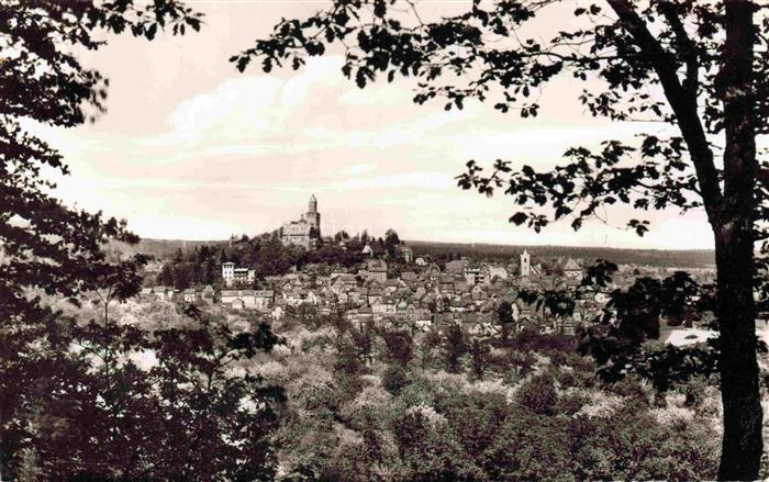 Kronberg  Cronberg Taunus Schloss Burgturm Kirchturm Altstadt Daecher Laubbaeume