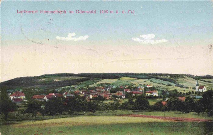 Hammelbach Grasellenbach Bergstrasse Hessen Luftkurort Ortspanorama Haeuser Kirc