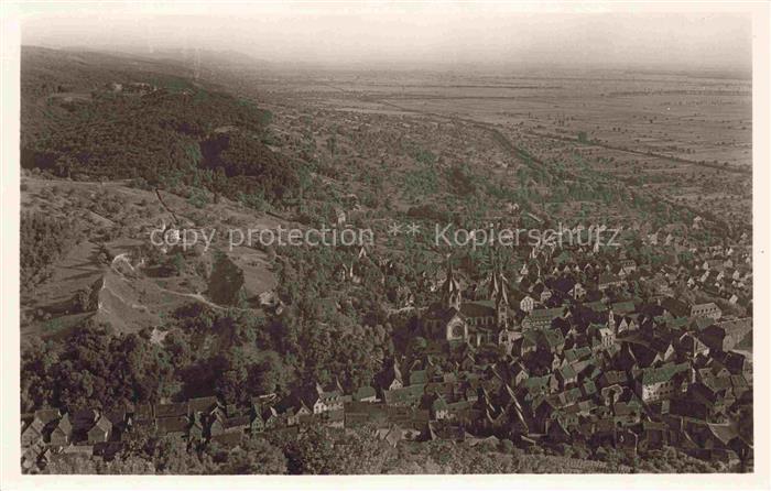 Heppenheim Bergstrasse Hessen Starkenburg Ortspanorama Kirche Haeuser Rheinebene
