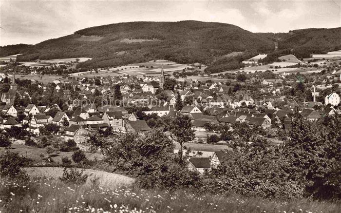 Fuerth Odenwald Hessen Ortspanorama Haeuser Kirchturm Huegel Wald Felder Wiesen
