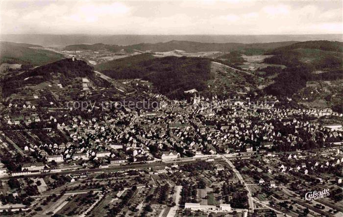 Heppenheim Bergstrasse Hessen Fliegeraufnahme Stadtpanorama Starkenburg Kirche O