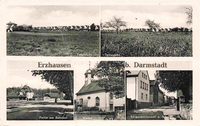 Erzhausen  Darmstadt Hessen Bahnhof Kirche Hauptstrasse Buergermeisteramt Schule