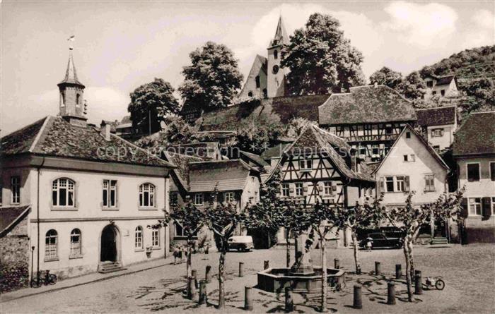 Zwingenberg Bergstrasse Hessen Marktplatz Brunnen Kirche Fachwerkhaus Rathaus Lu