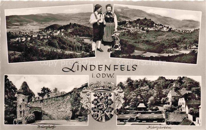 Lindenfels Odenwald Hessen Tracht Burghof Kurgarten Stadtpanorama Wappen Mehrbil