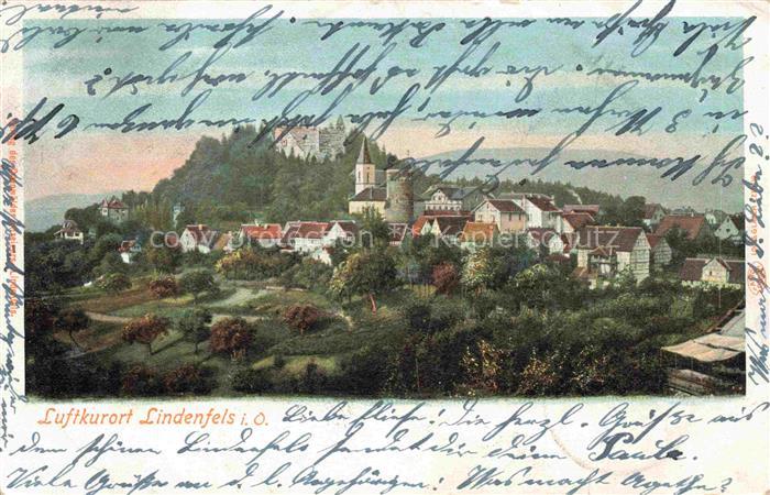 Lindenfels Odenwald Hessen Ortsansicht Burg-Lindenfels Kirchturm Odenwald Handko