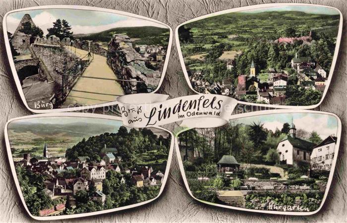 Lindenfels Odenwald Hessen Burg Kurgarten Ortsansicht Mehrbild Gruss-aus Kirche