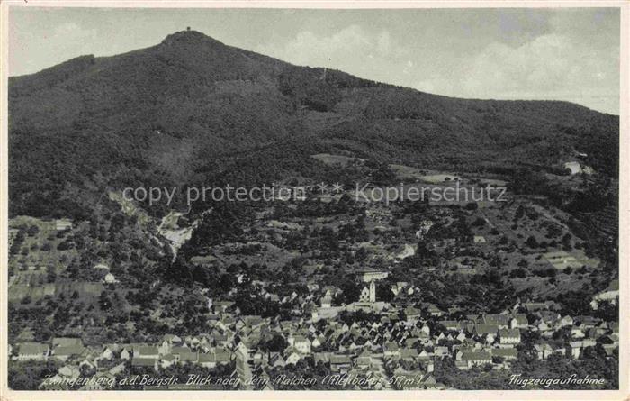 Zwingenberg Bergstrasse Hessen Melibokus Ortsansicht Bergstrasse Haeuser Kirche