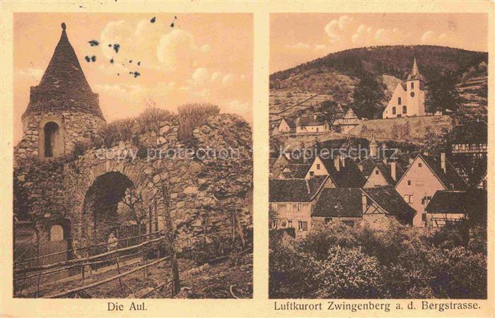 Zwingenberg Bergstrasse Hessen Aul Ruine Stadttor Ortsansicht Kirche Fachwerkhae