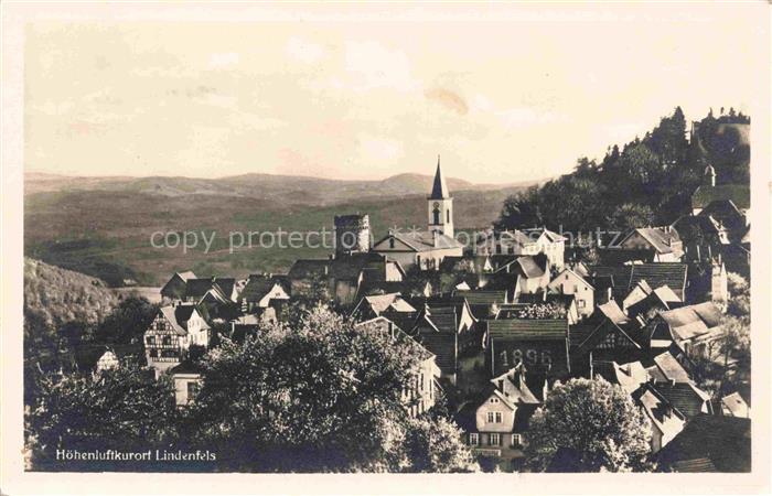 Lindenfels Odenwald Hessen Hoehenluftkurort Ortsansicht Kirche Burgturm Dachland