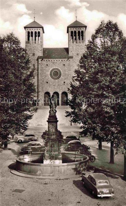 Bensheim Bergstrasse Hessen Kath-Kirche Marktbrunnen Brunnen romanisch Kirchenpl