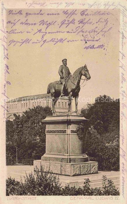 DARMSTADT Hessen Denkmal-Ludwig-IV Reiterstandbild Statue Baeume Platz