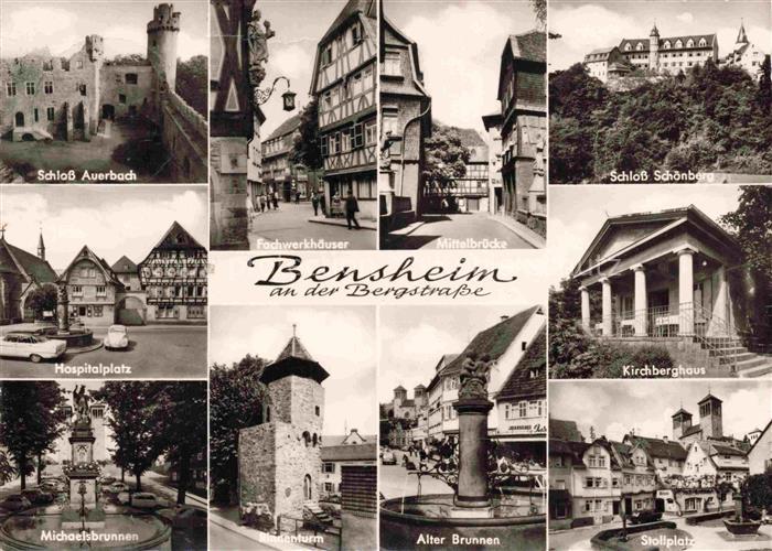 Bensheim Bergstrasse Hessen Schloss-Auerbach Schloss-Schoenberg Fachwerkhaeuser
