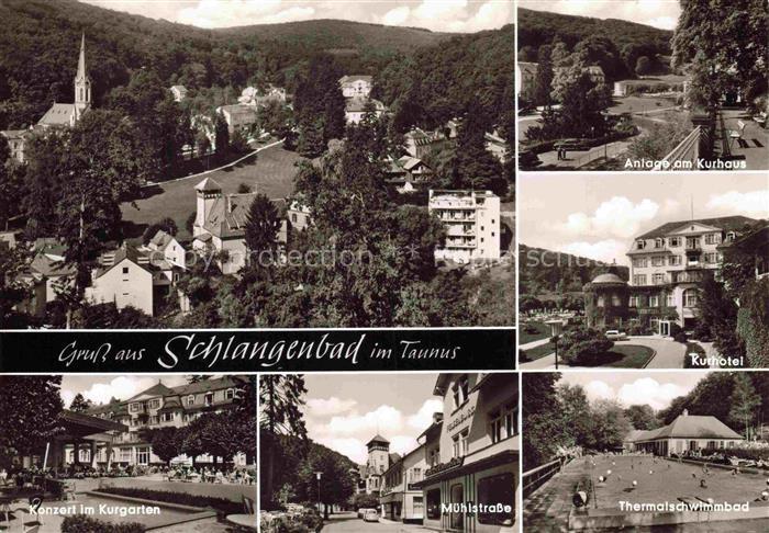 Schlangenbad Taunus Hessen Kurhotel Kurgarten-Konzert Thermalschwimmbad Anlage-a