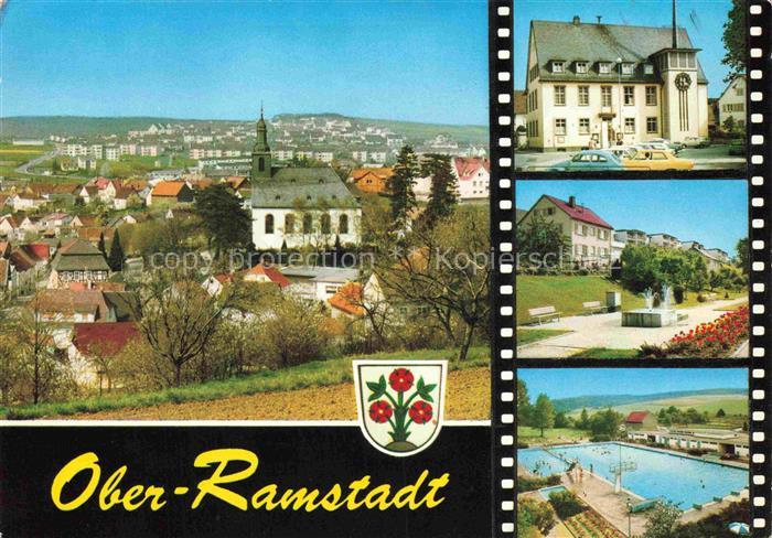 Ober-Ramstadt Oberramstadt Muehltal DARMSTADT Hessen Ortsansicht Kirche Rathaus