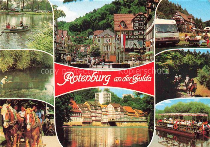 Rotenburg Fulda Hessen Fulda Fachwerkhaeuser Stadtansicht Ruderboot Ausflugsdamp