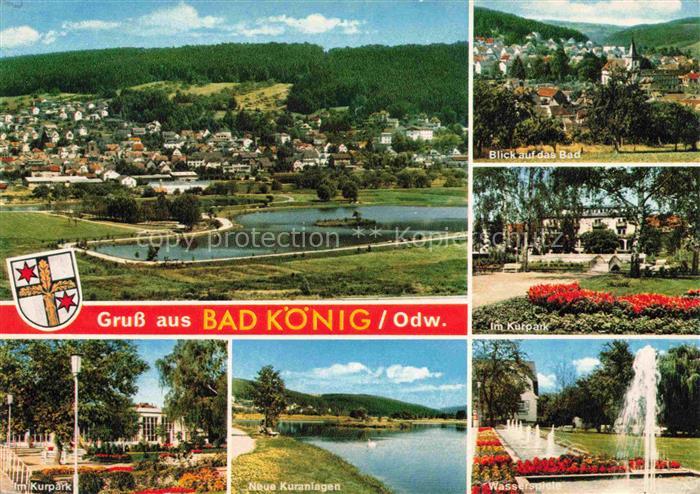 Bad Koenig Odenwald Hessen Kurpark Kuranlagen Wasserspiele See Stadtpanorama Hei