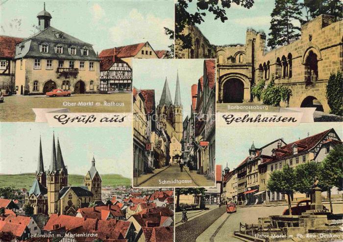Gelnhausen Hessen Ober-Markt Rathaus Barbarossaburg Schmidtgasse Marienkirche Un