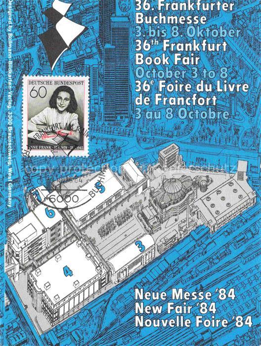 FRANKFURT AM MAIN Buchmesse Messegelaende Luftbild Anne-Frank-Briefmarke Ausstel