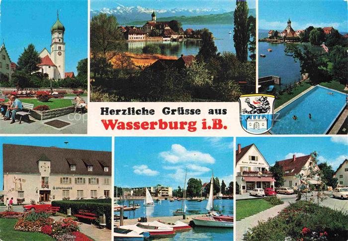 Wasserburg am Bodensee Bayern Bodensee Halbinsel Kirche Alpen Schwimmbad Sparkas