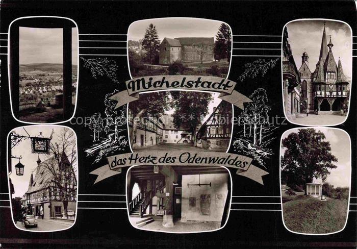 Michelstadt Odenwald Hessen Rathaus Burg Fachwerkhaus Panorama Odenwald Eiche Ke