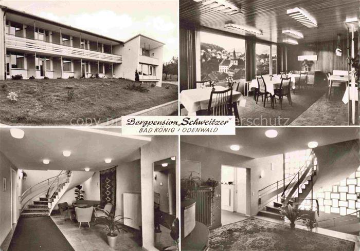 Koenig Bad Bergpension-Schweitzer Speisesaal Foyer Treppenhaus Aussenansicht Lie