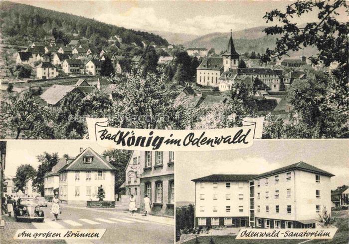 Koenig Bad Panorama Am-grossen-Bruennen Odenwald-Sanatorium Ortsansicht Kirche B