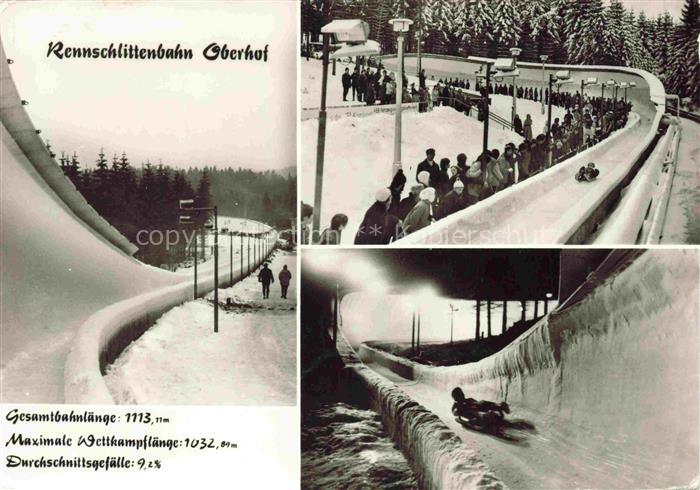 Oberhof Thueringen Rennschlittenbahn Rodelbahn Rodeln Schnee Winter Zuschauer Th
