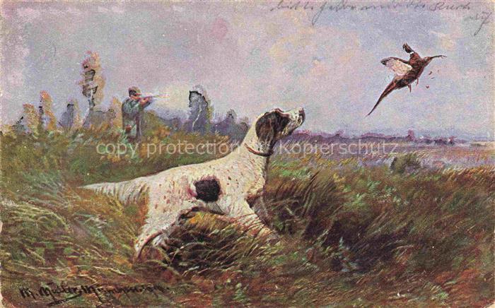 Jagd Chasse Hunting-- Hund Vogel Mueller. M