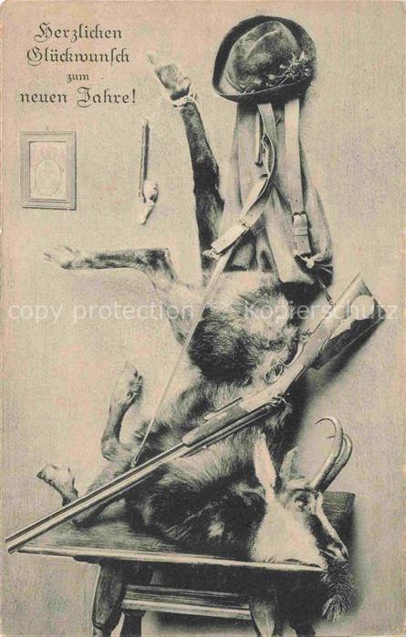 Jagd Chasse Hunting-- Neu Jahr Gruesse Hirsch