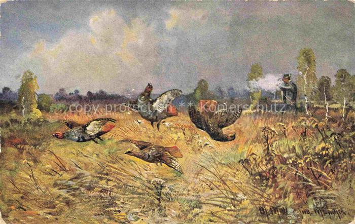 MueLLER junior Kuenstlerkarte Muenchen Jagd Vogel