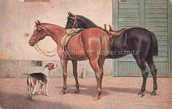 PFERDE Horses Cheval Hund Jagdpferde Carl Reichert