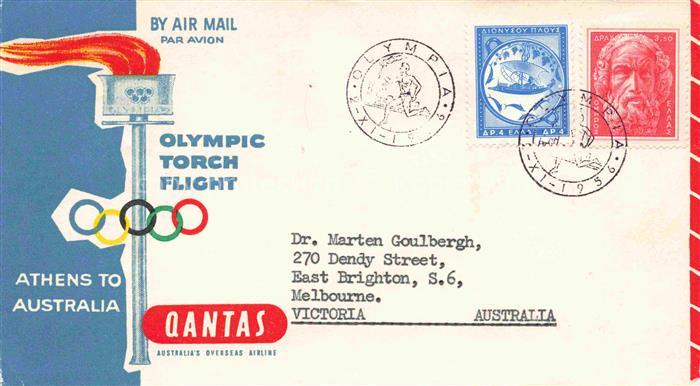 OLYMPIA   Olympic Games Torch Fligh Qantas Briefumschlag