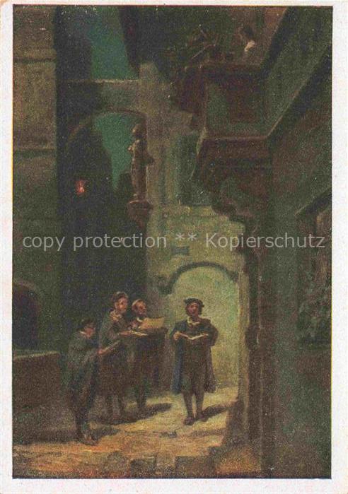 Spitzweg Carl Kuenstlerkarte Staendchen im Mondschein