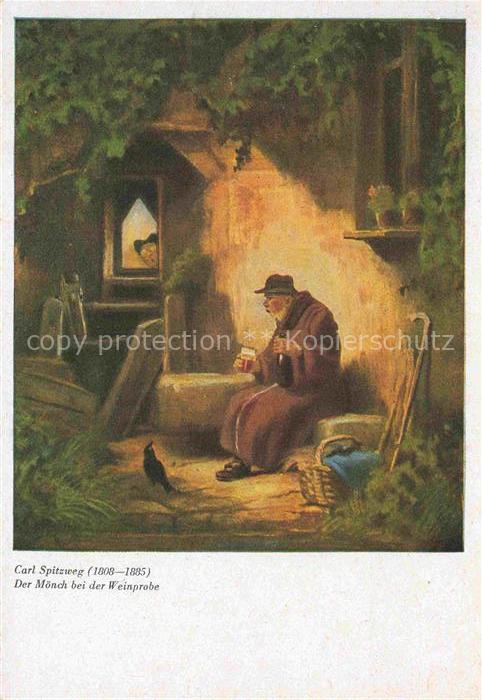 Spitzweg Carl Kuenstlerkarte Der Moench bei der Weinprobe