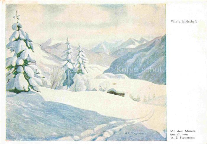 STEGMANN Arnulf Erich Kuenstlerkarte Winterlandschaft
