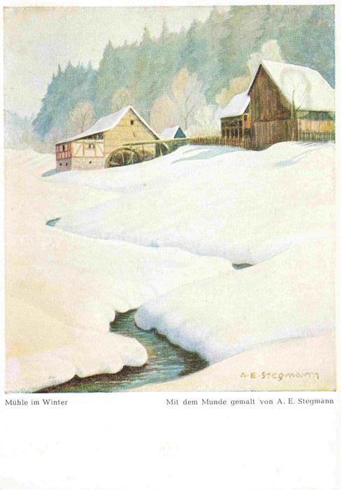 STEGMANN Arnulf Erich Kuenstlerkarte Muehle im Winter