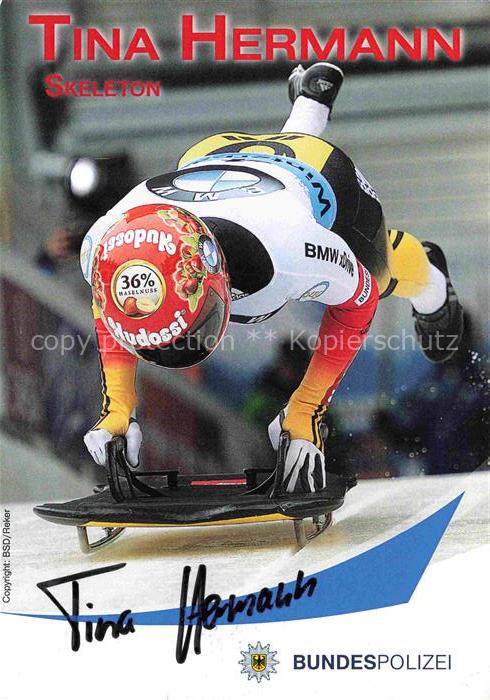 Skeleton Schlitten Bobsleigh Traineaux-- Tina Hermann Autogramm