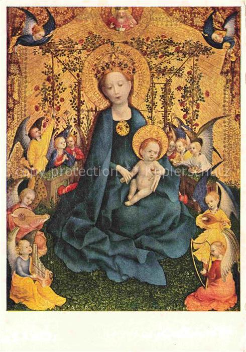 LOCHNER Stefan (1410-1451) Kuenstlerkarte Maria in der Rosenlaube