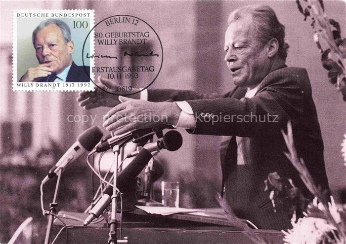 BRANDT Willy (1913-1992) Politik Deutschland SPD 80 Geburtstag