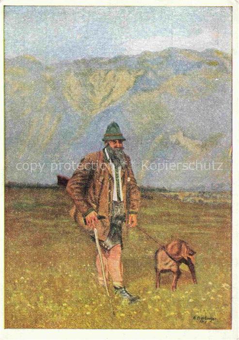 BARBINGER Ernst Kuenstlerkarte Jaeger in den Hohentauern