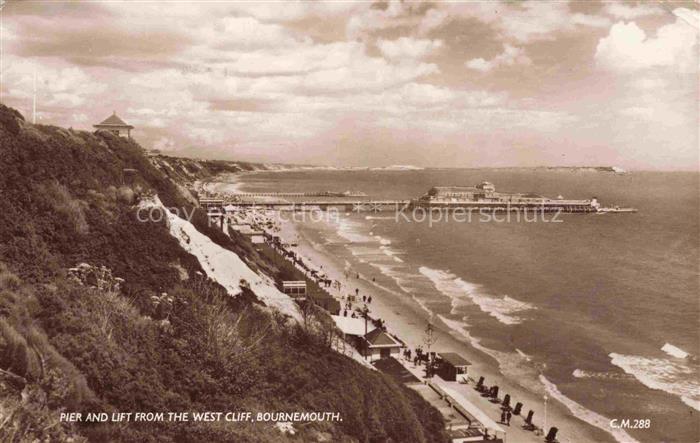 BOURNEMOUTH UK Pier West-Cliff Strand Meer Klippe Promenade Badegaeste Lift