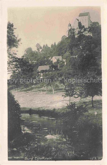 Bieberbach Egloffstein Burg-Egloffstein Burg Schloss Huegel Teich Bach Wald Baeu