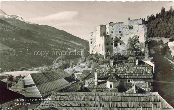 Gmuend Niederoesterreich Alte-Burg Burgruine Daecher Berge Tal Wald Kaernten Ort