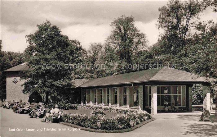 Orb BAD ORB Hessen Lesehalle Trinkhalle Kurpark Kurgaeste Blumenbeete Baeume Pav