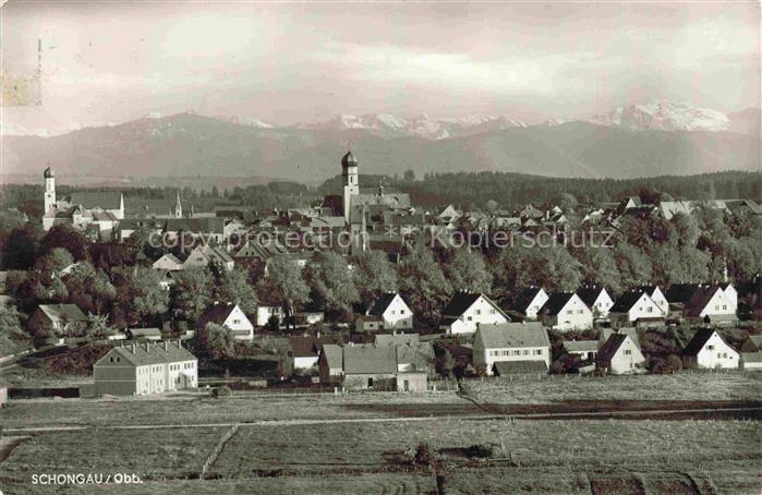Schongau Bayern Ammergauer-Alpen Kenzenhochgebirge Stadtpanorama Kirchturm Zwieb