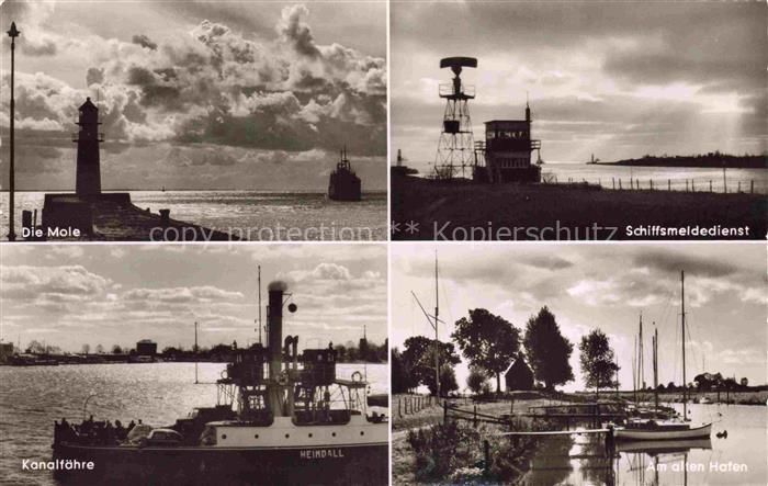 Brunsbuettelkoog Mole Leuchtturm Schiffsmeldedienst Radarturm Kanalfaehre Dampfs