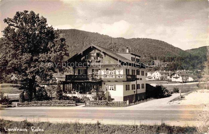 Wiessee Bad Tegernsee Landhaus-Eiche Pension Balkon Berglandschaft Baeume Strass