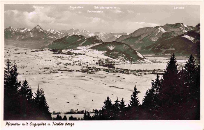 Dorf Pfronten Zugspitze Winterlandschaft Tannen Schnee Tiroler-Berge Schlossange
